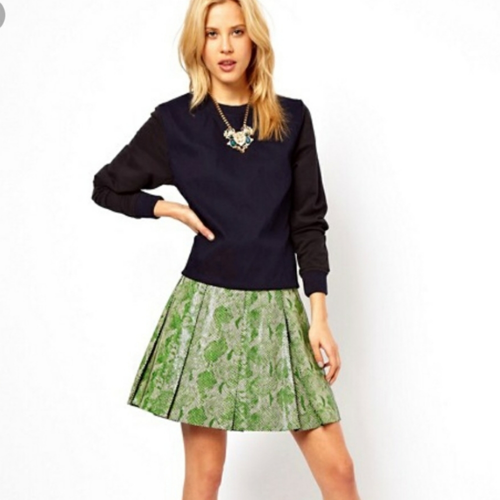 Serpent print leather skirt